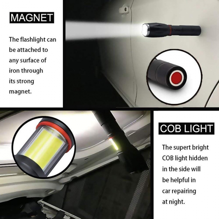 Multifunction Led flashlight 8000 Lumens Torch hidden COB design flashlight tail super magnet