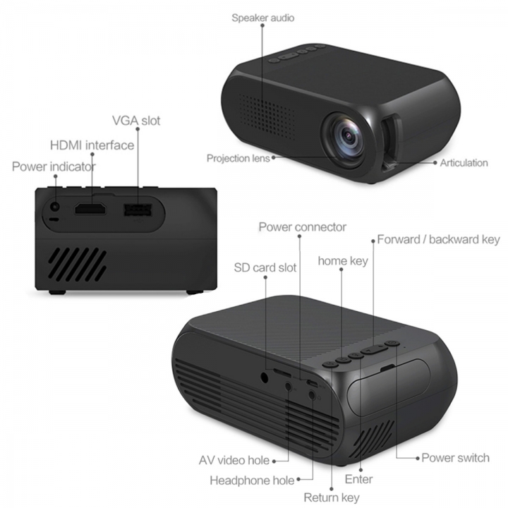 Mini Projector Led Projector Proyector Audio HDMI USB Projetor Home Theater Media Player Hometheater
