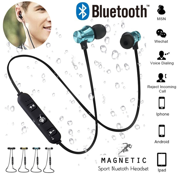 Magnetic attraction Bluetooth Earphone Headset waterproof with Charging Cable Earphone Build-in Mic