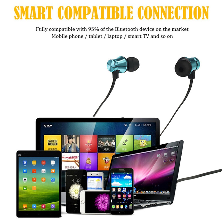 Magnetic attraction Bluetooth Earphone Headset waterproof with Charging Cable Earphone Build-in Mic