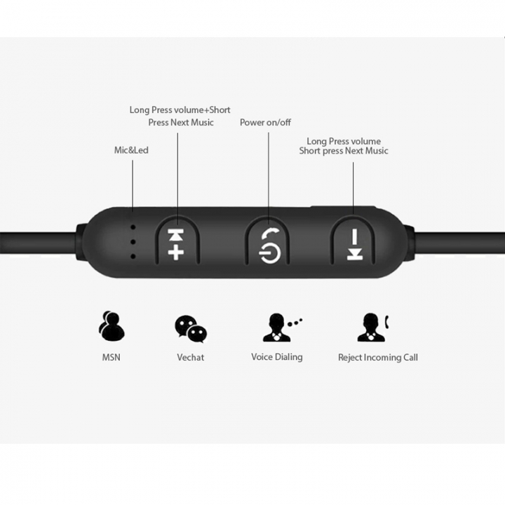 Magnetic attraction Bluetooth Earphone Headset waterproof with Charging Cable Earphone Build-in Mic