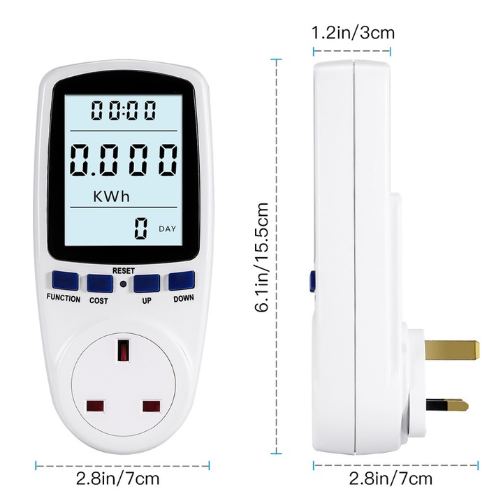 UK Plug Energy Meter Voltage Wattage Current Monitor Watt Checker Saving Power Socket Analyzer