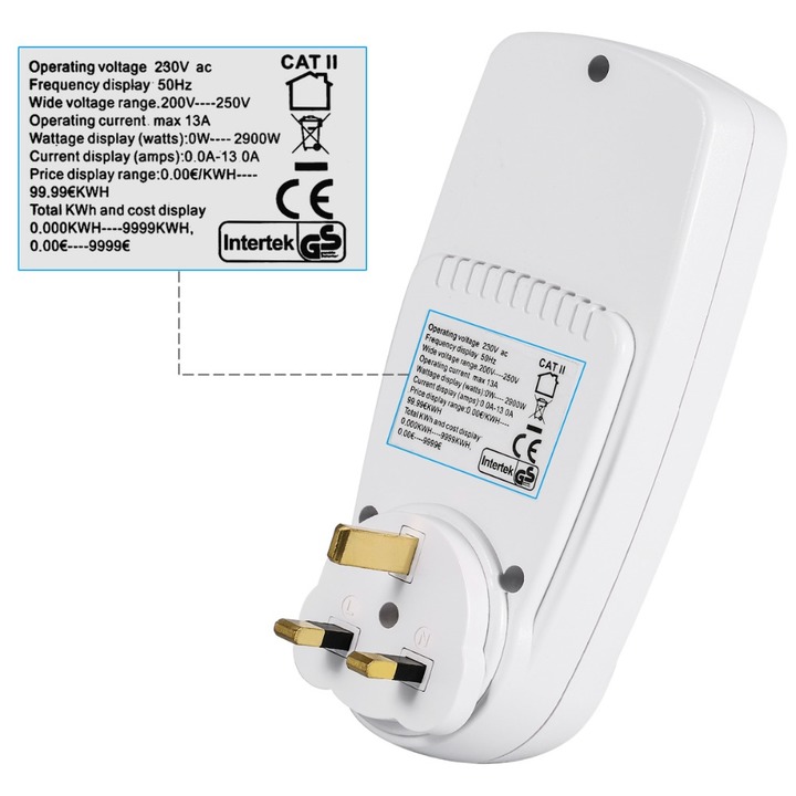 UK Plug Energy Meter Voltage Wattage Current Monitor Watt Checker Saving Power Socket Analyzer