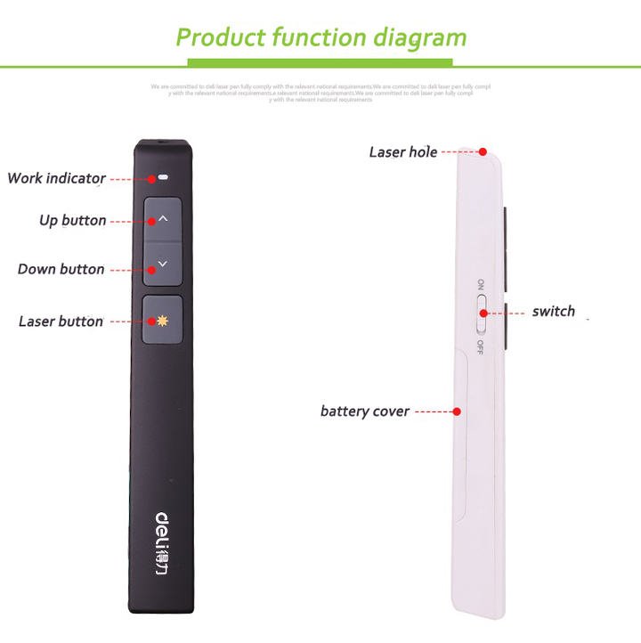 Red PPT laser pointer 100 meter Powerpoint laser Flip pen remote control