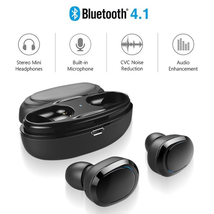 TWS Bluetooth Earphone With Mic True Wireless Mini Earbud Stereo Music Head Phone Earphones