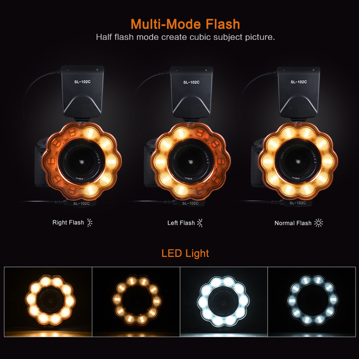 Macro LED Ring Flash Fill-in Light Lamp Brightness Adjustable LCD Display for Canon Nikon Pentax