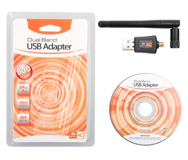 600Mbps USB 5/2.4Ghz Wifi Antenna Dongle LAN Adapter 600Mbps 802.11ac/a/b/g/n wireless network card