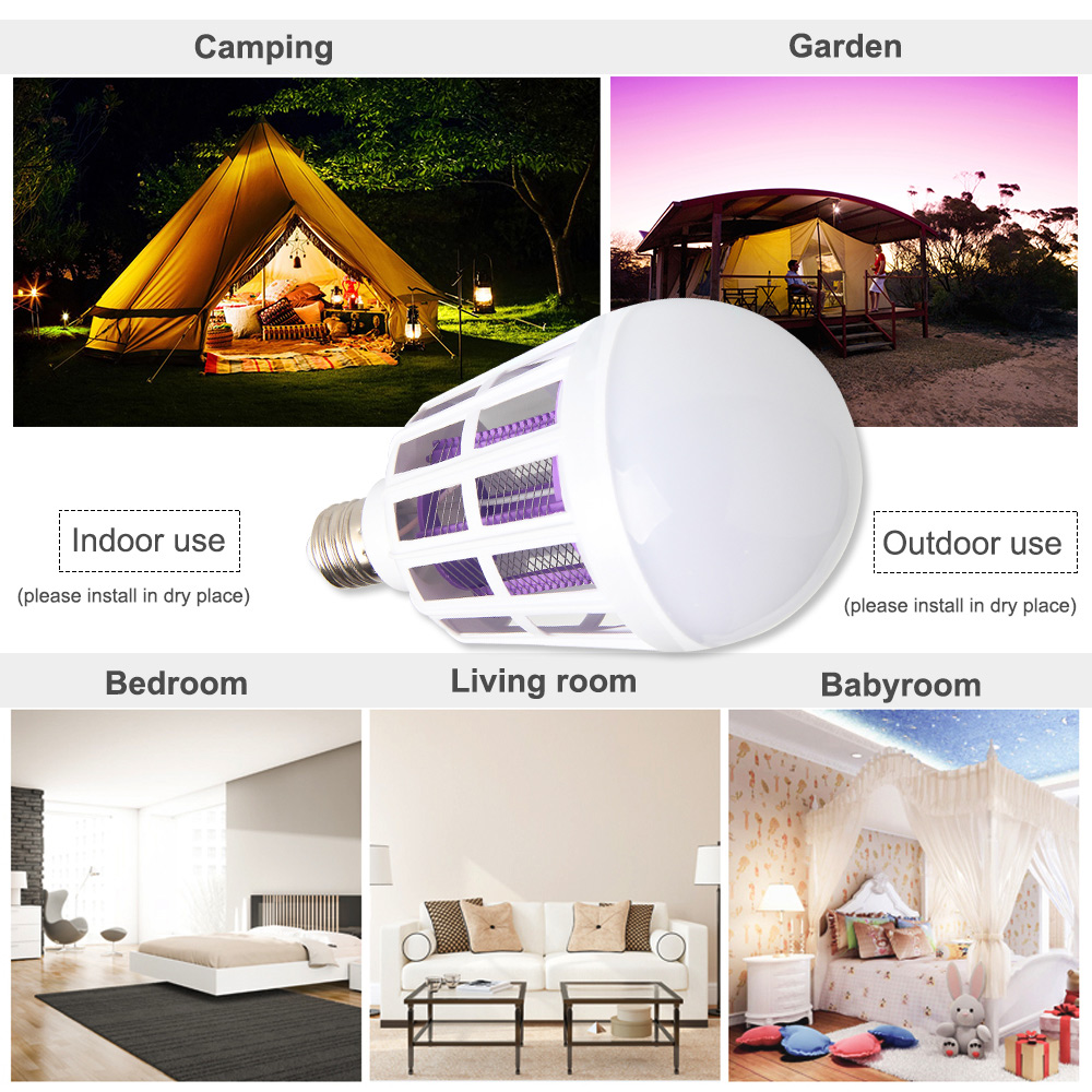 Mosquito killer lamp blub led bug zapper E27 LED Bulb Insect repellent Night Light 15W