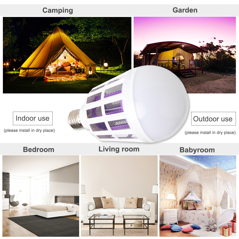 Mosquito killer lamp blub led bug zapper E27 LED Bulb Insect repellent Night Light 15W
