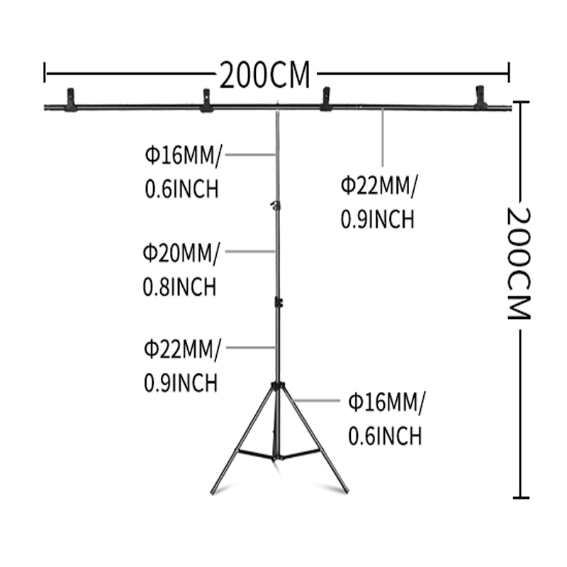 2X2M T-shaped background frame Photography Backdrop Support Stand System Metal for photo studio