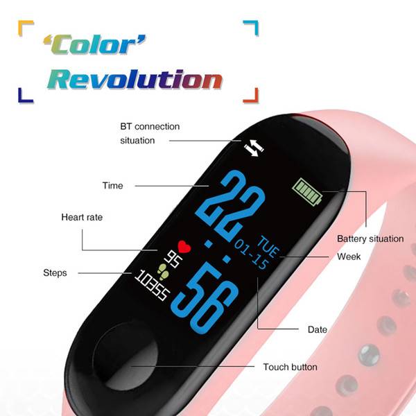 Waterproof IP65 Bluetooth Smart Band Sport Heart Rate Monitor Fitness Tracker Smart Watch Bracelet
