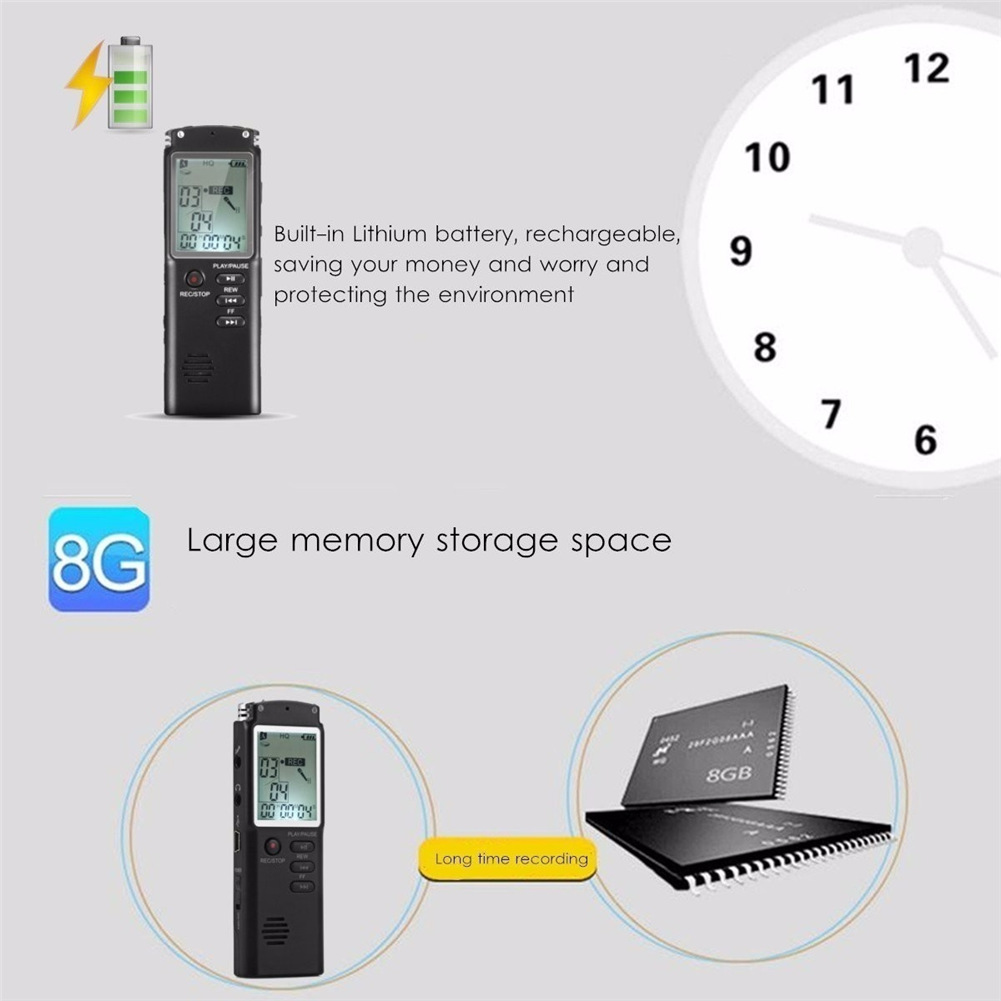 Professional Voice Activated Digital Audio Voice Recorder USB Pen Non-Stop 80hr Recording Pen