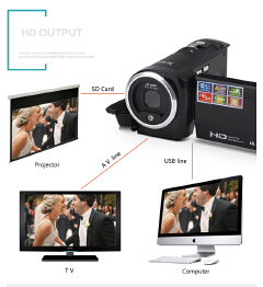 1080P Digital Camera HDV Video Camera Camcorder 16MP 16x Zoom COMS Sensor  2.7" TFT nchLCD Screen
