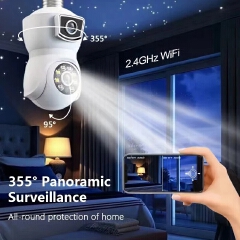Dual Lens E27 Lamp Head Socket Full Color PTZ IP Dome Camera Surveillance Security Camera IP Camera Detection CCTV