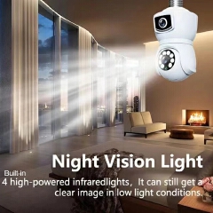 Dual Lens E27 Lamp Head Socket Full Color PTZ IP Dome Camera Surveillance Security Camera IP Camera Detection CCTV