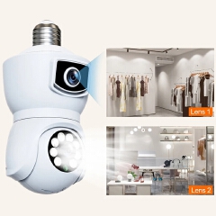 Dual Lens E27 Lamp Head Socket Full Color PTZ IP Dome Camera Surveillance Security Camera IP Camera Detection CCTV