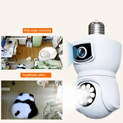 Dual Lens E27 Lamp Head Socket Full Color PTZ IP Dome Camera Surveillance Security Camera IP Camera Detection CCTV
