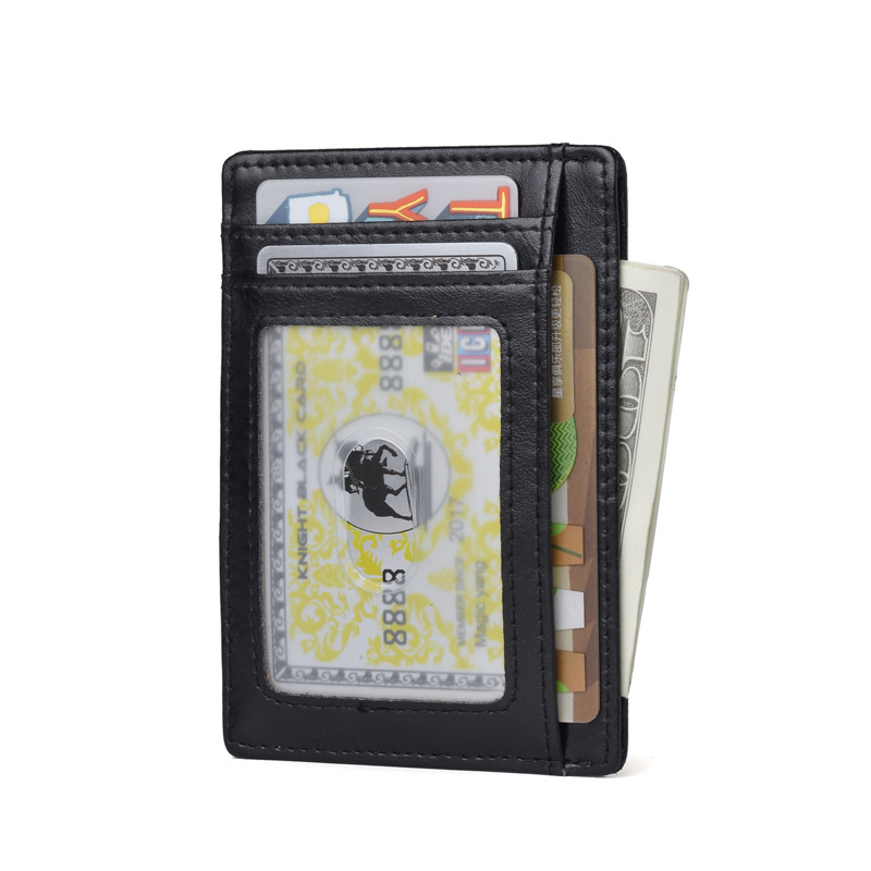 Slim RFID Blocking Genuine Leather Wallet Male Credit ID Card Holder Purse Money Case for Men Women