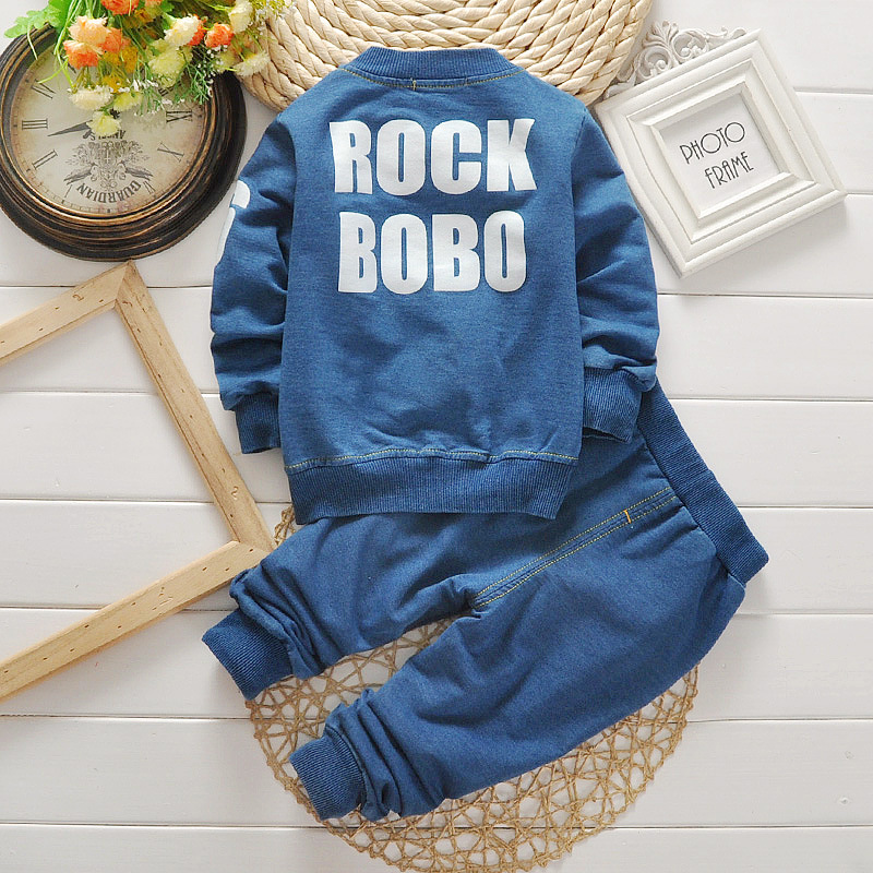 High quality boys clothing sets denim suit baby boy 2 pcs Sets Kids autumn casual clothes suit