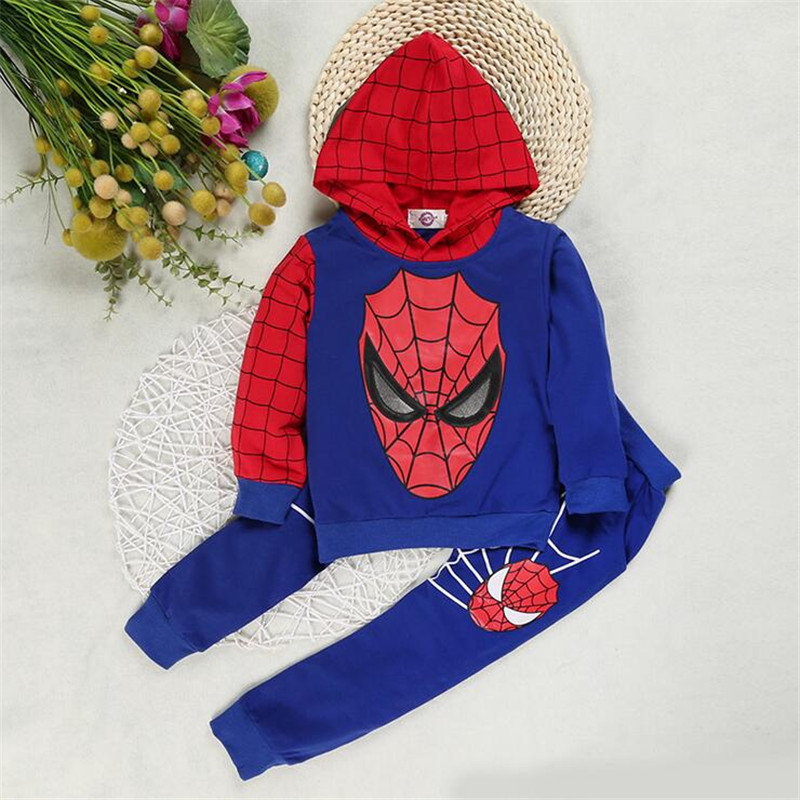High quality Marvel Comic Classic Spider-man Child Costume Sports suit 2 pieces set Tracksuits boys Clothing sets