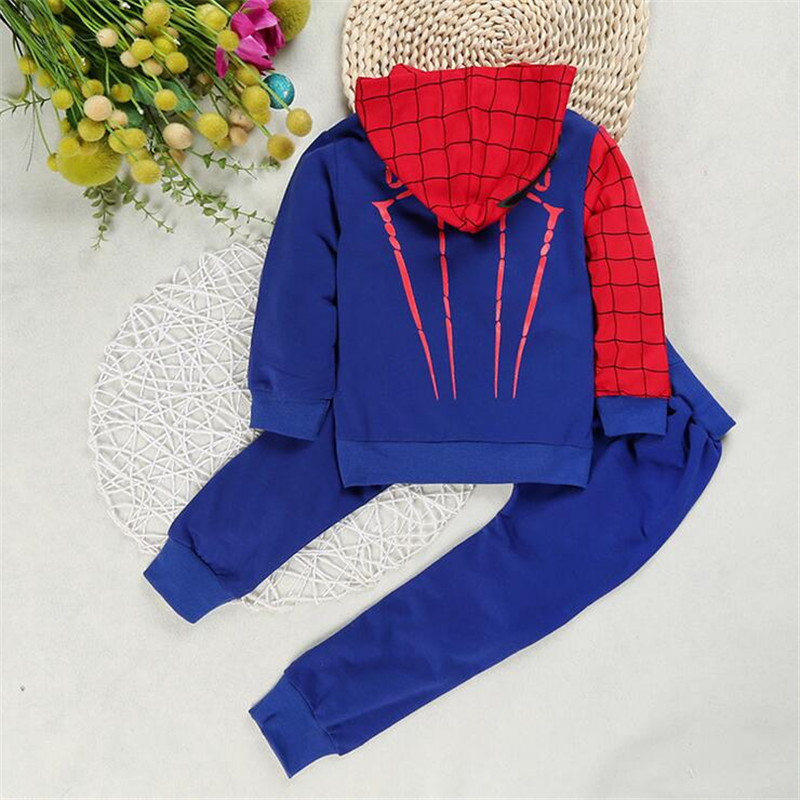 High quality Marvel Comic Classic Spider-man Child Costume Sports suit 2 pieces set Tracksuits boys Clothing sets