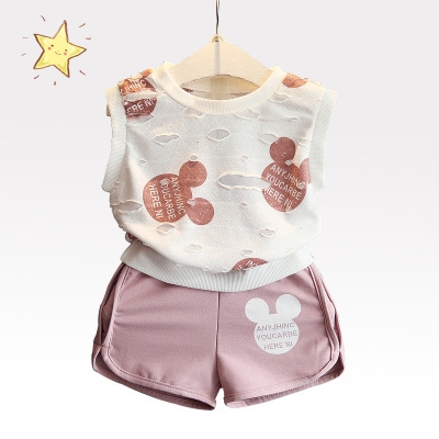 2021 High quality Girls Clothes Summer Style Boys Clothing Sets Cartoon Print T-shirt Short 2Pcs for Kids Clothes