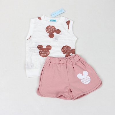 2021 High quality Girls Clothes Summer Style Boys Clothing Sets Cartoon Print T-shirt Short 2Pcs for Kids Clothes