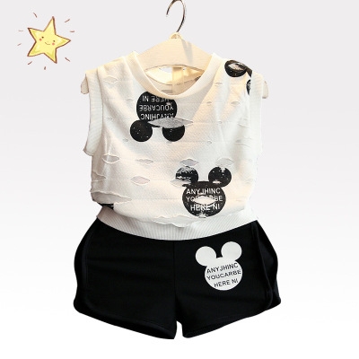 2021 High quality Girls Clothes Summer Style Boys Clothing Sets Cartoon Print T-shirt Short 2Pcs for Kids Clothes