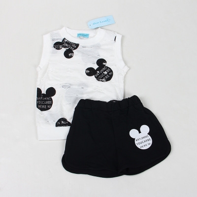 2021 High quality Girls Clothes Summer Style Boys Clothing Sets Cartoon Print T-shirt Short 2Pcs for Kids Clothes