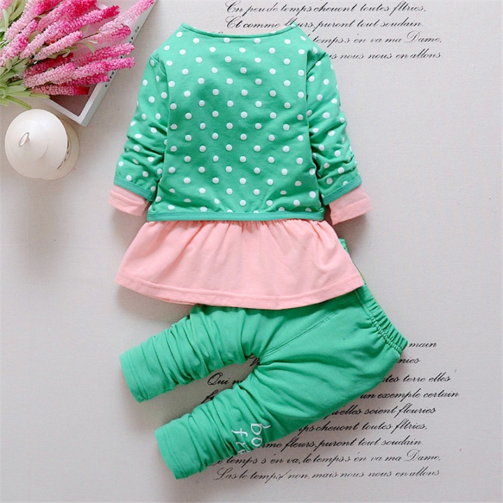 High quality Children Girl Clothing Set Baby Girls Sports Dots Suit Toddler Babies Clothes Outfits Tracksuit
