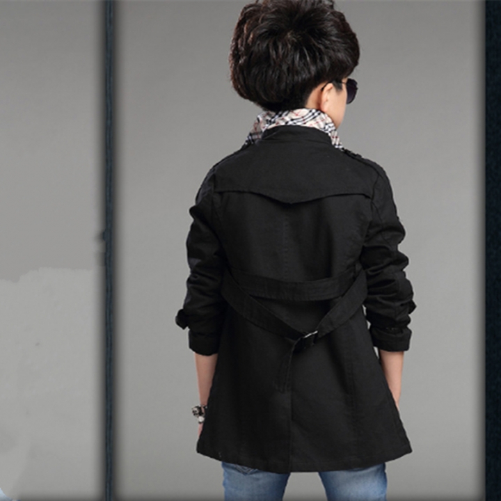 New Boys Long Pattern Casual Boys Belted Trench Coat Child  Spring Boys Jacket Outerwear