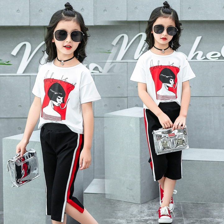 High quality Girls Ppant Suits Summer Teen Girls Clothing Set Teenager Kids Clothes Sets Children Outfits
