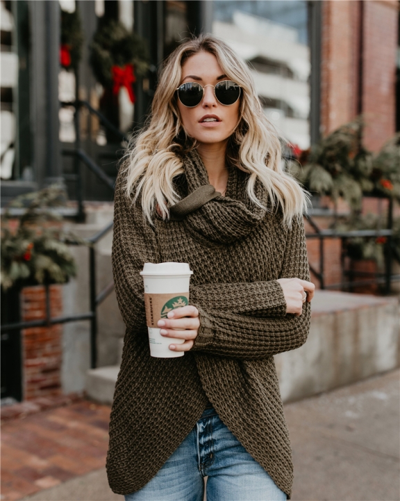 High quality Hot Sweater ladies korea lace up knitted women sweaters and pullovers loose winter sweater