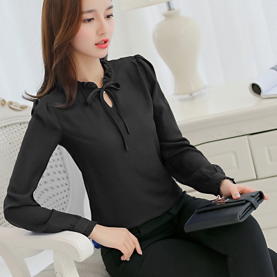 High quality Spring  Korean Casual Chiffon Blouse Shirt Pink White Office Women Shirt Chiffon Women Tops