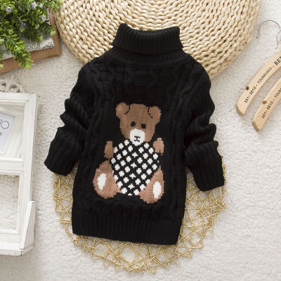 High quality Boys Girls Turtleneck with Beard Label Solid Kids Sweaters Soft Warm Winter Children's Sweater