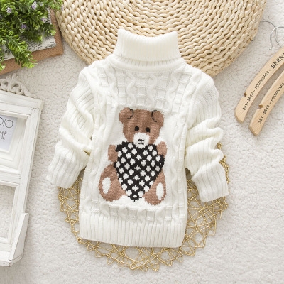 High quality Boys Girls Turtleneck with Beard Label Solid Kids Sweaters Soft Warm Winter Children's Sweater