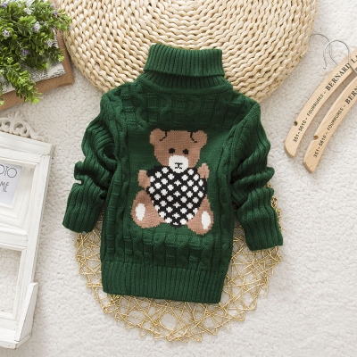 High quality Boys Girls Turtleneck with Beard Label Solid Kids Sweaters Soft Warm Winter Children's Sweater
