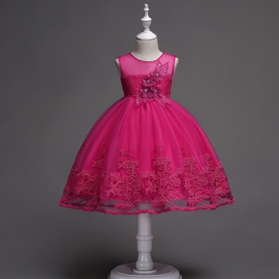 2021 High quality Girls Dress Mesh Pearls Children Wedding Party Dresses Kids Evening Ball Gowns Formal Clothes