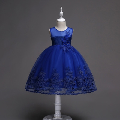 2021 High quality Girls Dress Mesh Pearls Children Wedding Party Dresses Kids Evening Ball Gowns Formal Clothes