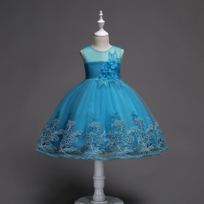 2021 High quality Girls Dress Mesh Pearls Children Wedding Party Dresses Kids Evening Ball Gowns Formal Clothes