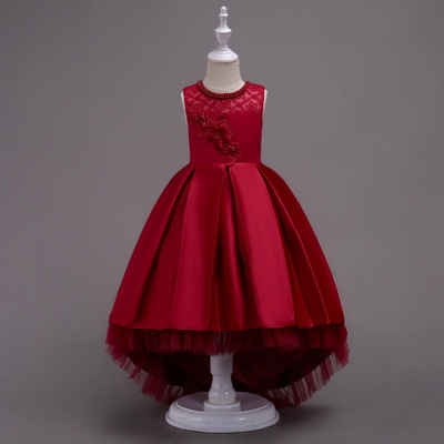 2021 High quality Knee Children Sequin Flower Dress Girls Wedding Party Parade Prom Princess Formal Occasion Dress
