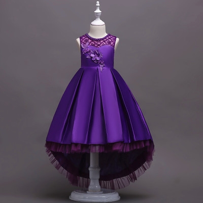2021 High quality Knee Children Sequin Flower Dress Girls Wedding Party Parade Prom Princess Formal Occasion Dress