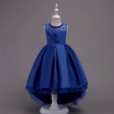 2021 High quality Knee Children Sequin Flower Dress Girls Wedding Party Parade Prom Princess Formal Occasion Dress