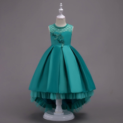2021 High quality Knee Children Sequin Flower Dress Girls Wedding Party Parade Prom Princess Formal Occasion Dress