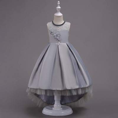 2021 High quality Knee Children Sequin Flower Dress Girls Wedding Party Parade Prom Princess Formal Occasion Dress