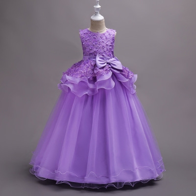 High quality Flower Lace Dress Princess Kids Baby Girls Sleeveless Dress Floral Tulle Party Wedding Dress