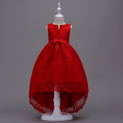 2021 High quality Girls Dress Summer Wedding Dress Red Lace Princess Party Dresses Girl Clothes Kids Vestido
