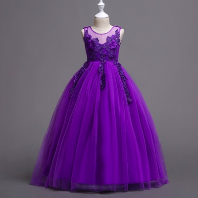 High quality Girl Summer Dress Kids Clothes Flower Dress Wedding Events Party Birthday Dress