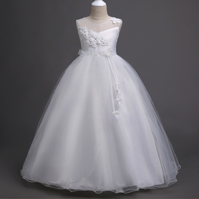 2021 High quality New Year High Quality Floral Lace Hollow Baby Girls Evening Prom Costume Princess Kids Clothes Dress