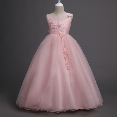 2021 High quality New Year High Quality Floral Lace Hollow Baby Girls Evening Prom Costume Princess Kids Clothes Dress